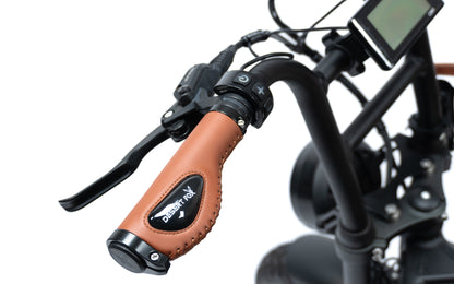 Desert Fox Luxury Gel Grips in Black Vegan Leather for Bikes & Fatbikes