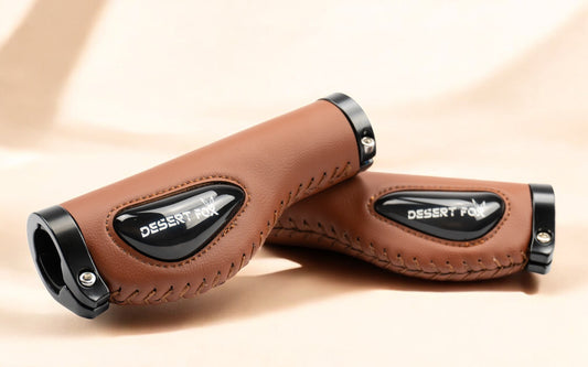 Desert Fox Luxury Gel Grips in Black Vegan Leather for Bikes & Fatbikes